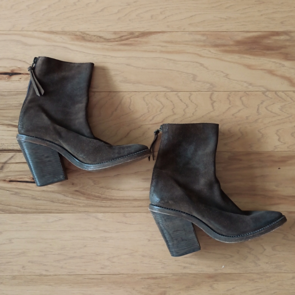Women's Dark Brown Leather Ankle Boots - Size 9 - 9.5